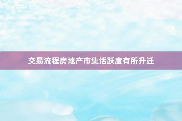 交易流程房地产市集活跃度有所升迁