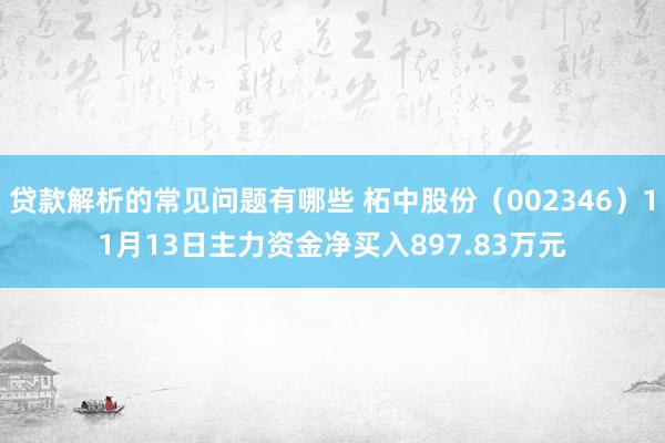 贷款解析的常见问题有哪些 柘中股份（002346）11月13日主力资金净买入897.83万元