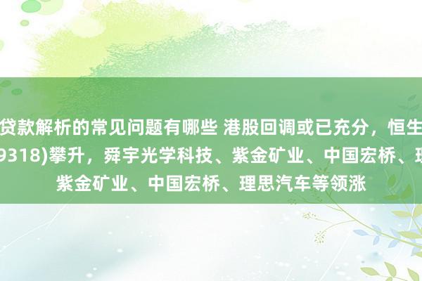 贷款解析的常见问题有哪些 港股回调或已充分，恒生港股通ETF(159318)攀升，舜宇光学科技、紫金矿业、中国宏桥、理思汽车等领涨