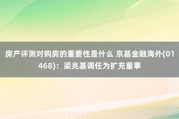 房产评测对购房的重要性是什么 京基金融海外(01468)：梁兆基调任为扩充董事