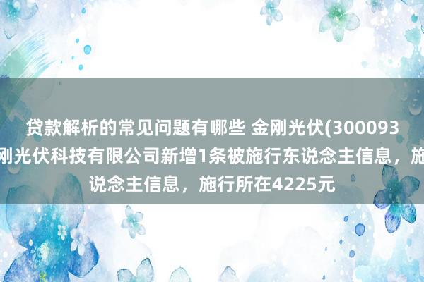 贷款解析的常见问题有哪些 金刚光伏(300093)控股的苏州金刚光伏科技有限公司新增1条被施行东说念主信息，施行所在4225元