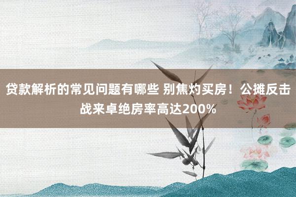 贷款解析的常见问题有哪些 别焦灼买房！公摊反击战来卓绝房率高达200%