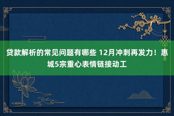 贷款解析的常见问题有哪些 12月冲刺再发力！惠城5宗重心表情链接动工