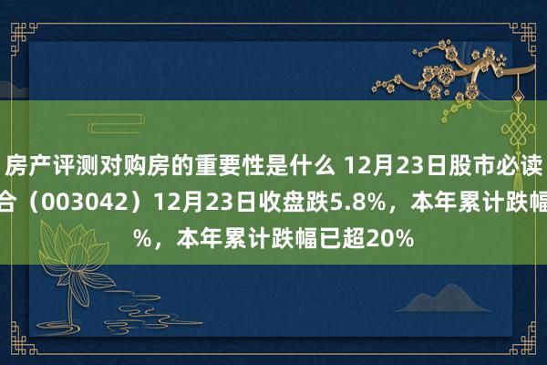 房产评测对购房的重要性是什么 12月23日股市必读：中农鸠合（003042）12月23日收盘跌5.8%，本年累计跌幅已超20%