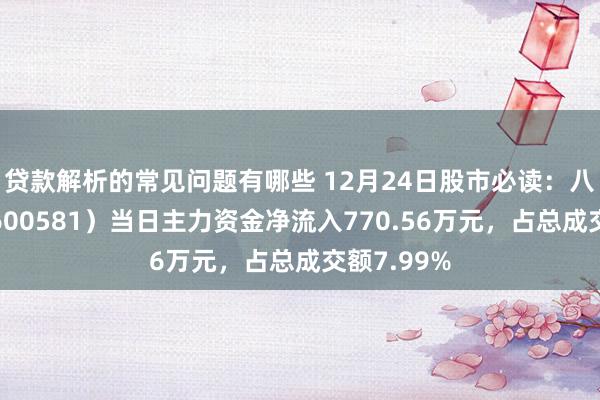 贷款解析的常见问题有哪些 12月24日股市必读：八一钢铁（600581）当日主力资金净流入770.56万元，占总成交额7.99%