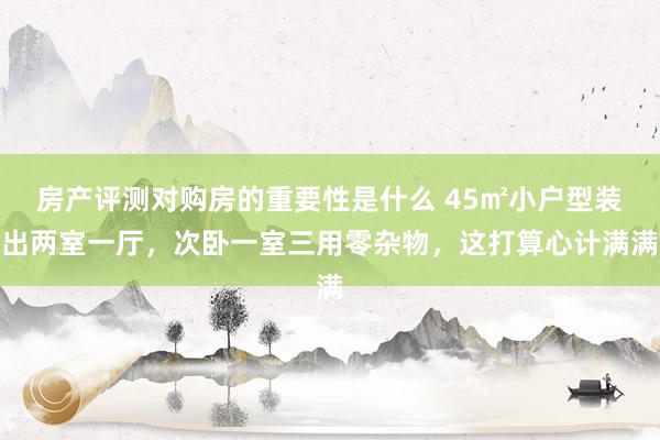 房产评测对购房的重要性是什么 45㎡小户型装出两室一厅，次卧一室三用零杂物，这打算心计满满