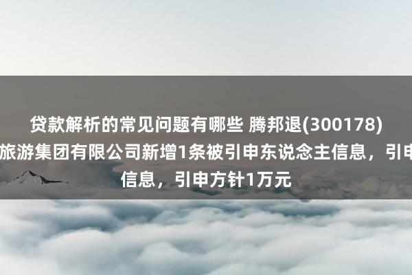 贷款解析的常见问题有哪些 腾邦退(300178)控股的腾邦旅游集团有限公司新增1条被引申东说念主信息，引申方针1万元