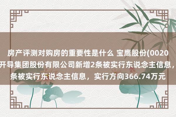 房产评测对购房的重要性是什么 宝鹰股份(002047)控股的深圳市宝鹰开导集团股份有限公司新增2条被实行东说念主信息，实行方向366.74万元