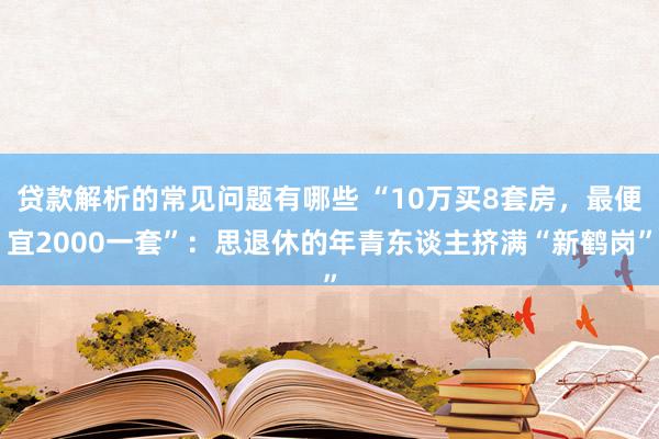 贷款解析的常见问题有哪些 “10万买8套房，最便宜2000一套”：思退休的年青东谈主挤满“新鹤岗”