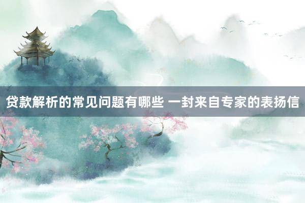 贷款解析的常见问题有哪些 一封来自专家的表扬信