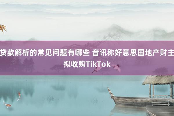 贷款解析的常见问题有哪些 音讯称好意思国地产财主拟收购TikTok