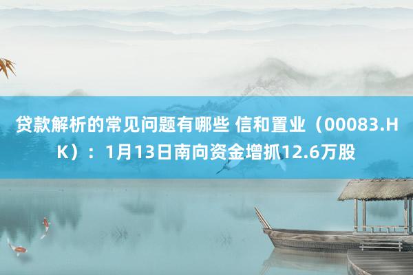 贷款解析的常见问题有哪些 信和置业（00083.HK）：1月13日南向资金增抓12.6万股