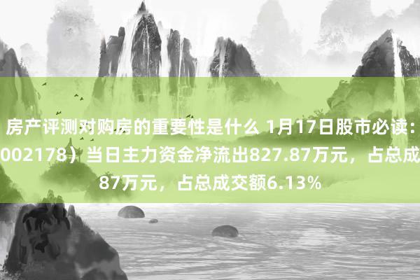 房产评测对购房的重要性是什么 1月17日股市必读：延华智能（002178）当日主力资金净流出827.87万元，占总成交额6.13%