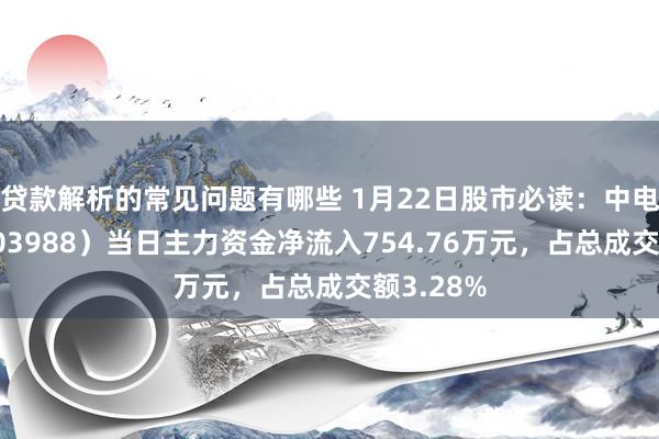 贷款解析的常见问题有哪些 1月22日股市必读：中电电机（603988）当日主力资金净流入754.76万元，占总成交额3.28%