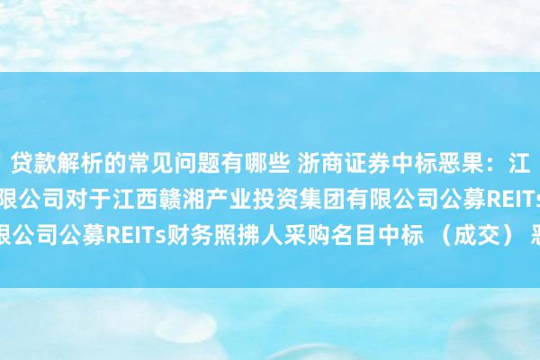 贷款解析的常见问题有哪些 浙商证券中标恶果：江西盛启工程造价照拂有限公司对于江西赣湘产业投资集团有限公司公募REITs财务照拂人采购名目中标 （成交） 恶果公告