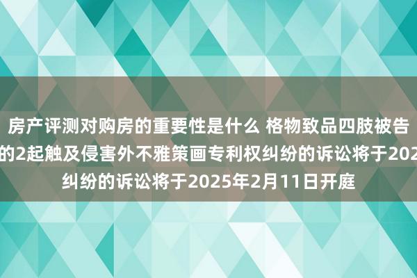 房产评测对购房的重要性是什么 格物致品四肢被告/被上诉东说念主的2起触及侵害外不雅策画专利权纠纷的诉讼将于2025年2月11日开庭