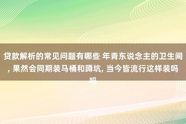 贷款解析的常见问题有哪些 年青东说念主的卫生间, 果然会同期装马桶和蹲坑, 当今皆流行这样装吗