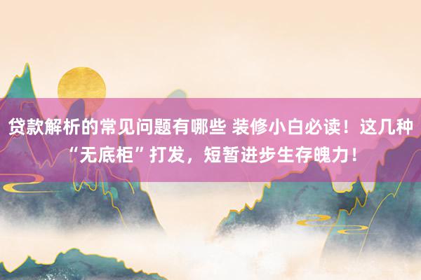 贷款解析的常见问题有哪些 装修小白必读！这几种“无底柜”打发，短暂进步生存魄力！