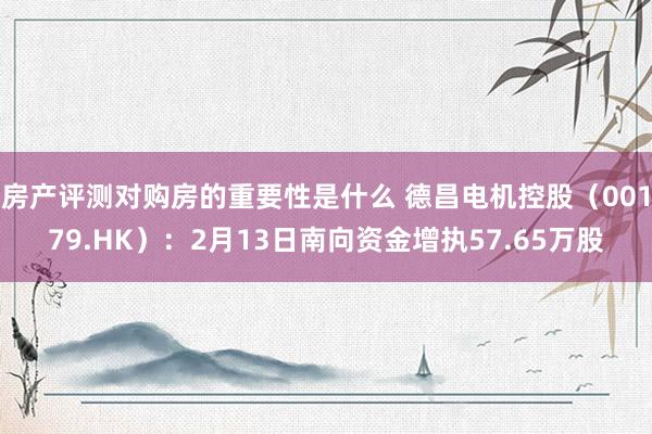 房产评测对购房的重要性是什么 德昌电机控股（00179.HK）：2月13日南向资金增执57.65万股