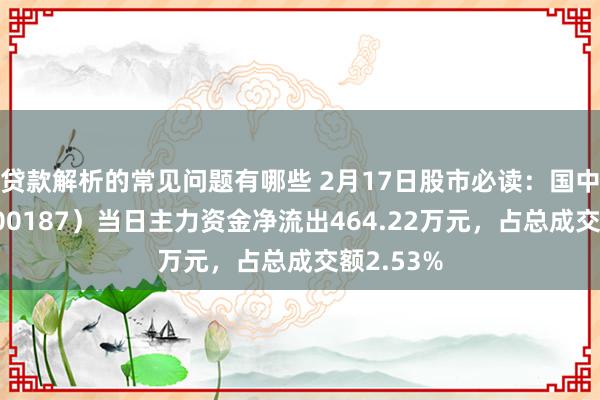 贷款解析的常见问题有哪些 2月17日股市必读：国中水务（600187）当日主力资金净流出464.22万元，占总成交额2.53%