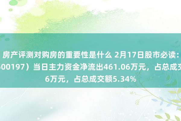 房产评测对购房的重要性是什么 2月17日股市必读：伊力特（600197）当日主力资金净流出461.06万元，占总成交额5.34%