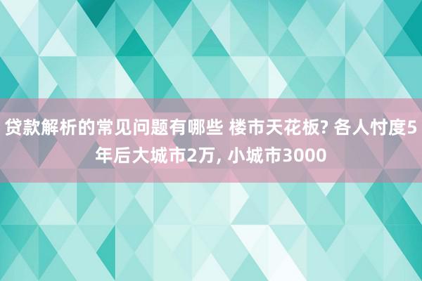 贷款解析的常见问题有哪些 楼市天花板? 各人忖度5年后大城市2万, 小城市3000