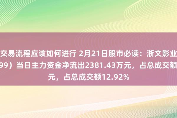 交易流程应该如何进行 2月21日股市必读：浙文影业（601599）当日主力资金净流出2381.43万元，占总成交额12.92%