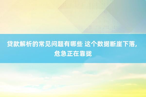 贷款解析的常见问题有哪些 这个数据断崖下落, 危急正在靠拢