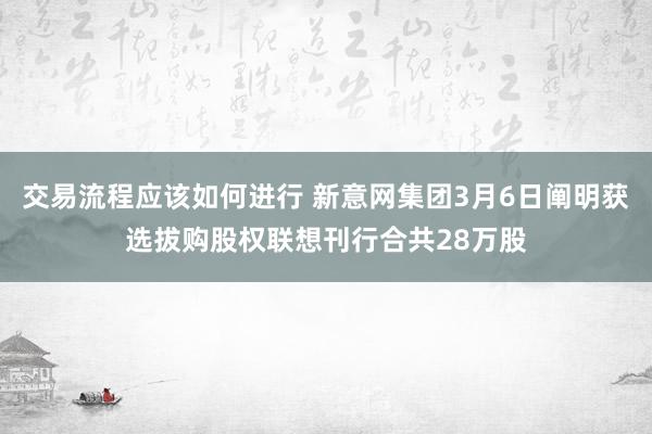 交易流程应该如何进行 新意网集团3月6日阐明获选拔购股权联想刊行合共28万股