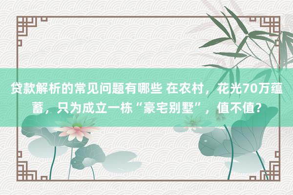 贷款解析的常见问题有哪些 在农村，花光70万蕴蓄，只为成立一栋“豪宅别墅”，值不值？